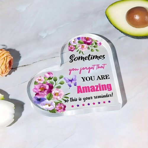 Hart van Epoxy met Bloemen Sometimes you forget that you are amazing 10*1 cm Persoonlijk aandenken