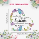 Hart van Epoxy met Vlinders, Side by side or miles apart Besties 10*1 cm Persoonlijk aandenken