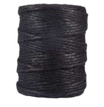 Jute dik 6 dr 6 mm GROTE KLOS ca. 120 m rol ZWART macrame koord