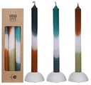 Kaarsen Petrol-Olive  Dip Dye taper candle h.24 set 3 25mm diameter