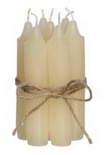 Kaarsen Taper candle Creme h.11 cm set van 7 past in fles