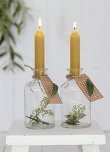 Kaarsen Taper candle Honinggeel h.11 cm set van 7 past in fles