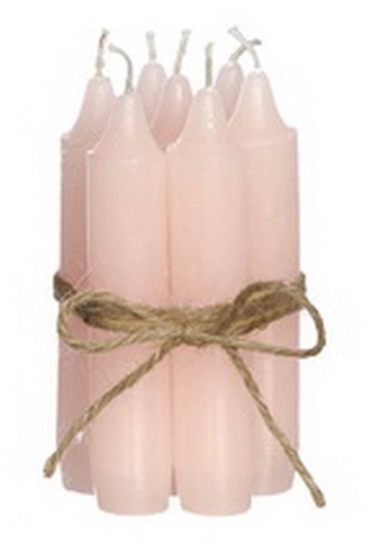 Kaarsen Taper candle Lichtrose h.11 cm set van 7 past in fles