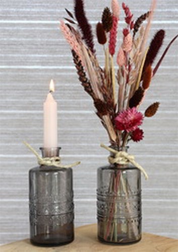 Kaarsen Taper candle Lichtrose h.11 cm set van 7 past in fles
