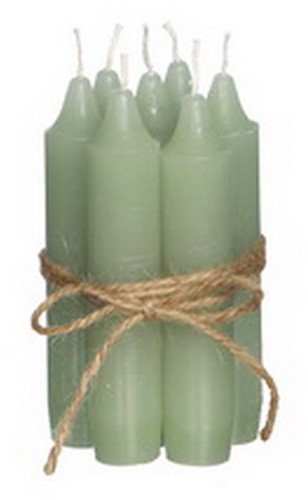 Kaarsen Taper candle Mintgroen Dust groen h.11 cm set van 7 past in fles