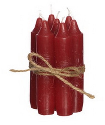 Kaarsen Taper candle Rood h.11 cm set van 7 past in fles