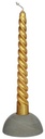 Kaarsen Twist h.19 Ø2,2 cm goud metallic set 4 gedraaide kaarsen 22mm diameter