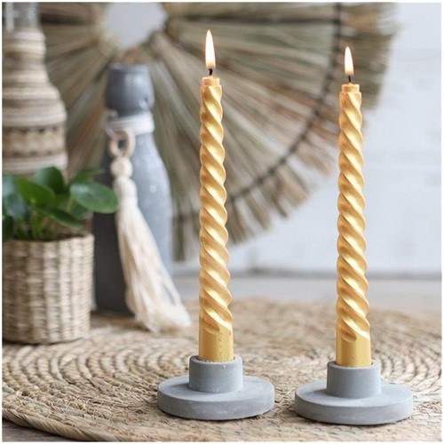 Kaarsen Twist h.19 Ø2,2 cm goud metallic set 4 gedraaide kaarsen 22mm diameter