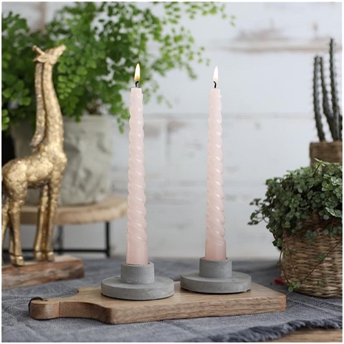 Kaarsen Zachtroze witpink h.19 Ø2,2 cm set 4 twist twisted candle gedraaide kaarsen 22mm diameter