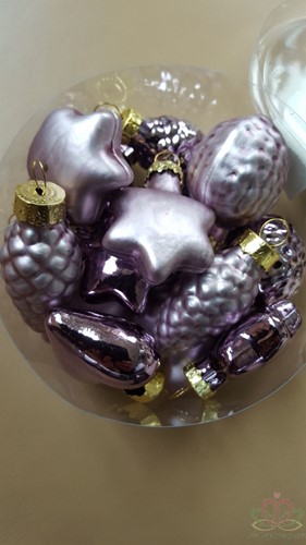 Kerst Hangdeco assorti 14 stuks Lila kerstballen