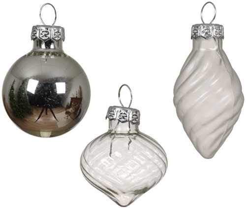 Kerstbal kerstballen Hangdecoratie kerstfiguren Zilver ca. 3 cm koker 9 st Chique glas Hangers