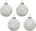 Kerstballen van Glas Transparant Kerstprint Snowflake etc  8 cm / per doos 12 stuks Gevuld met sneeuw