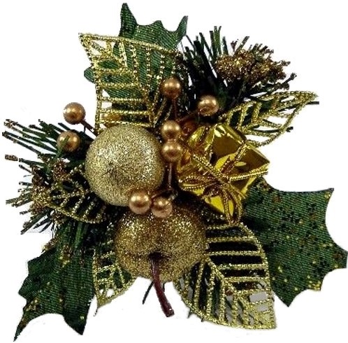 Kerstbijsteker GOUD Appel, cadeautje en besjes / stuk 