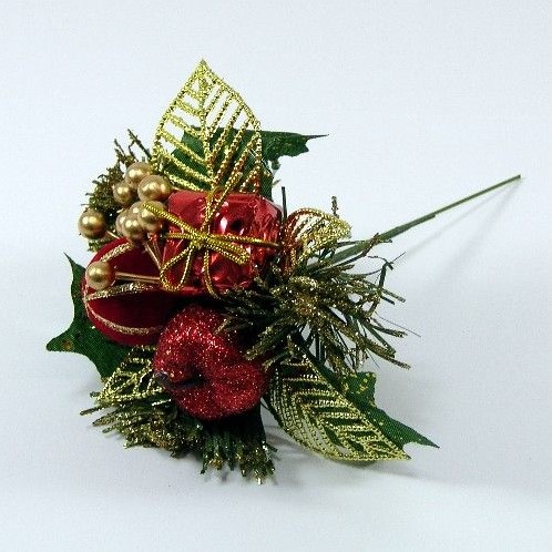 KerstbijstekerRode +goud Appel, cadeautje en besjes / stuk 