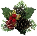 KerstbijstekerRode +goud Bal Dennenappel besjes / stuk 