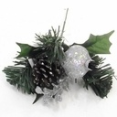 KerstbijstekerZilver Pomegranite Dennenappel / stuk 