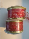 Kerst Rood/Goudprint draad 40mm br rol 10 yard ca. 9m 