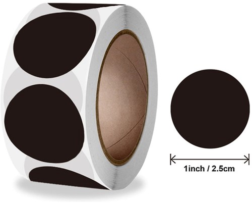 Sluitstickers Zwart Blanco labels 2,5 cm 500 stuks