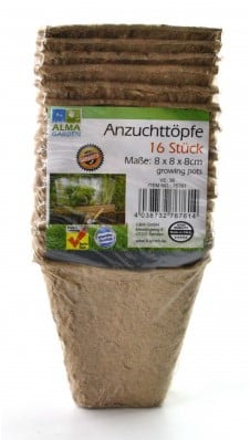 Paperpots Jiffypot Turfpotten 8x8 cm vierKant Pak