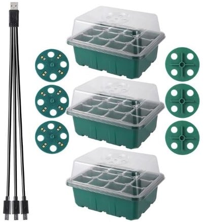 Seed Starter box met kweeklamp 3 lampen 12/36 cellen set 3