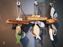 Schelpen drijfhout Vis hanger 3 verschillende / 3 stuks 