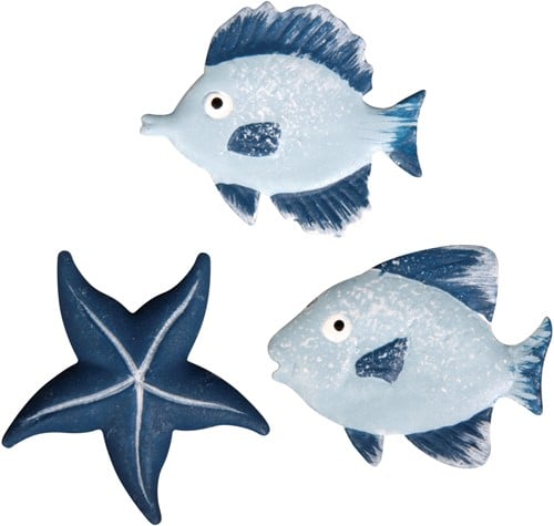 Sealife Vissen en Zeester Maritiem Metaal 2,7 cm 3 Soorten