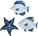 Sealife Vissen en Zeester Maritiem Metaal 2,7 cm 3 Soorten