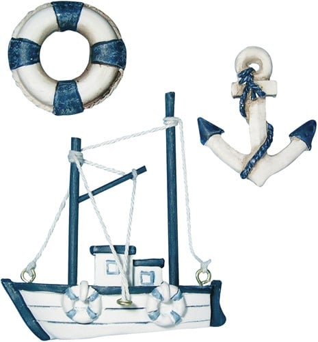 Polyresin Garnalenkotter Zakje 3 stuks Maritiem 4-8 cm