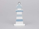 Vuurtoren Hout Blauw/Wit Maritiem 7,5x15 cm