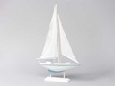 Zeilboot Hout Blauw/Wit Medium Maritiem 19x30 cm