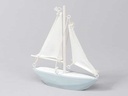 Zeilboot Hout Blauw/Wit Maritiem 14x15 cm