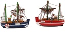 Vissersboot Antje Rood Maritiem 10,5 cm + Zeilbootje 11x3x9,5 cm