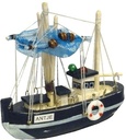 Vissersboot Antiek Blauw/Wit Maritiem 10,5 cm