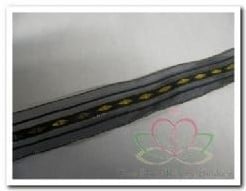 Lint Organza met draad Zwart met gouddraad per meter
