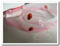 Lint Organza met Lieveheersbeestjes 25 mm rol 20 m