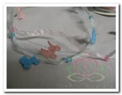 Lint Organza met kinderwagen met parels 16 Rose rol 
