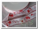 Lint Harten met draad Wit Rood 25 mm per meter