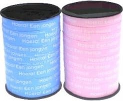 Krullint Cadeaulint Hoera Een Jongen Lichtblauw 10 mm rol 250 meter