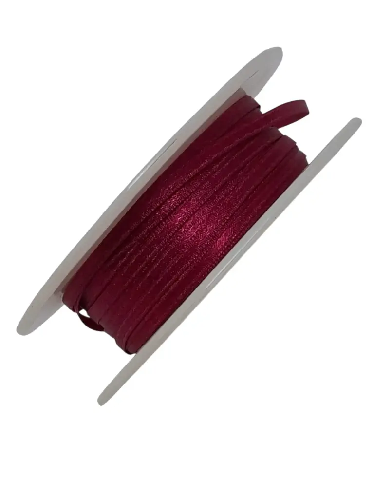 Dubbelsatijn lint 308 Wijnrood 3 mm rol 50 meter