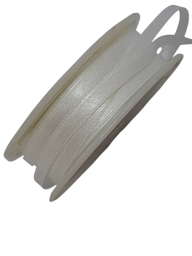 Satijnlint Dubbelsatijn Antennelint 801 Wit 6 mm rol 50 meter