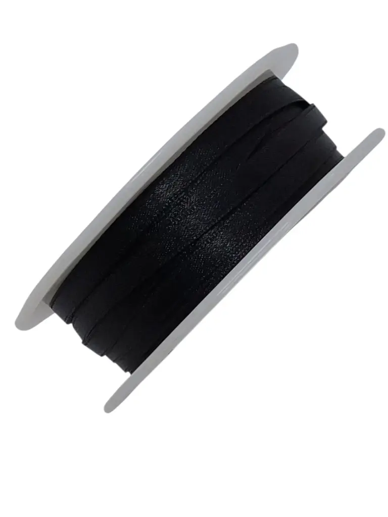 Satijnlint Dubbelsatijn Antennelint 810 Zwart 6 mm rol 50 meter