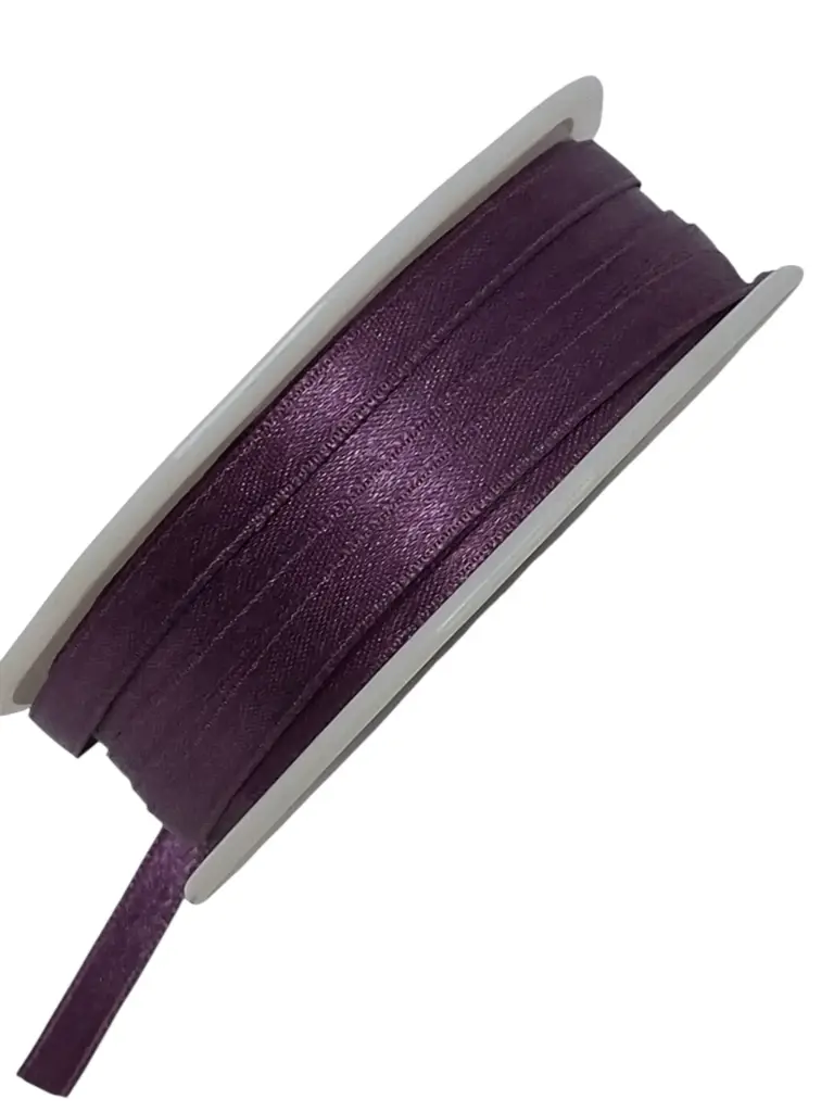 Satijnlint Dubbelsatijn Antennelint 407 Donkeraubergine 6 mm rol 50 meter
