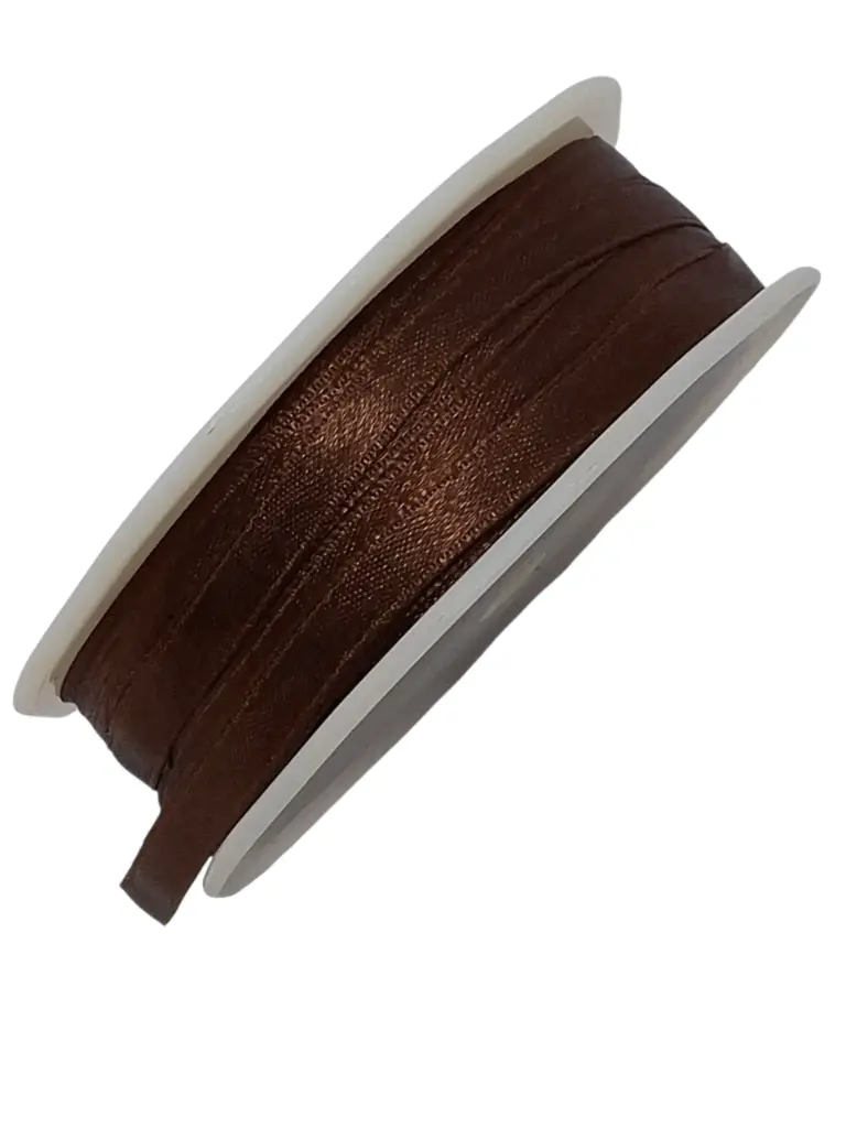 Satijnlint Dubbelsatijn Antennelint 710 Bruin 6 mm rol 50 meter