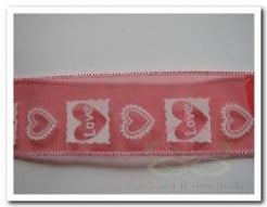 Lint met draad Love Rood per meter