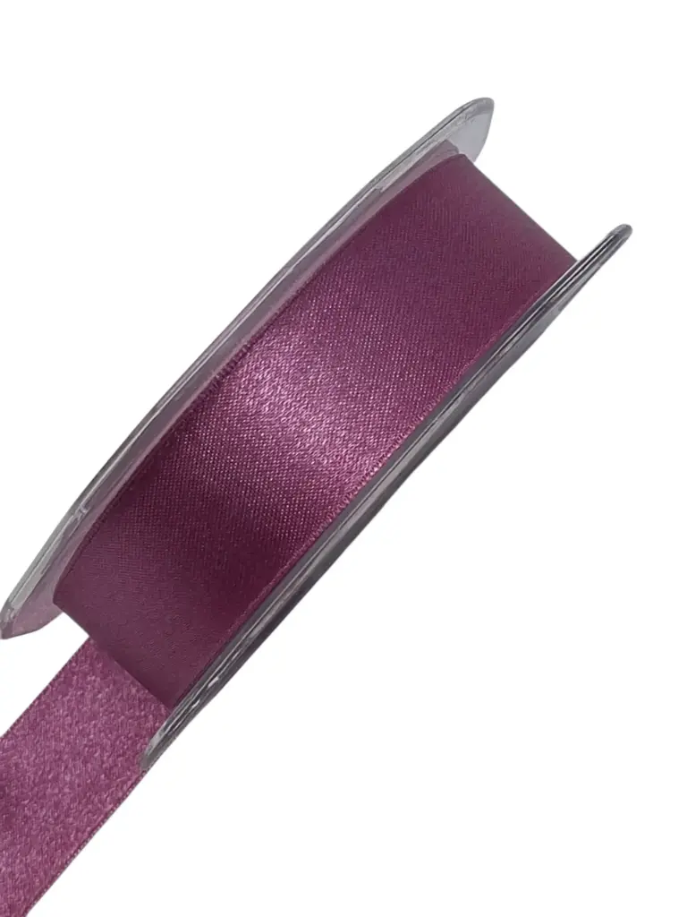 Dubbelsatijn lint 409 Mid Aubergine 25 mm rol 25 meter
