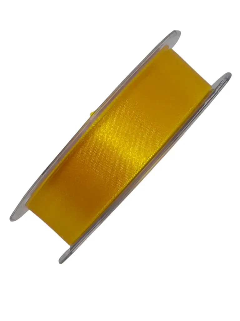 Dubbelsatijn lint 007 Geel 25 mm rol 25 meter