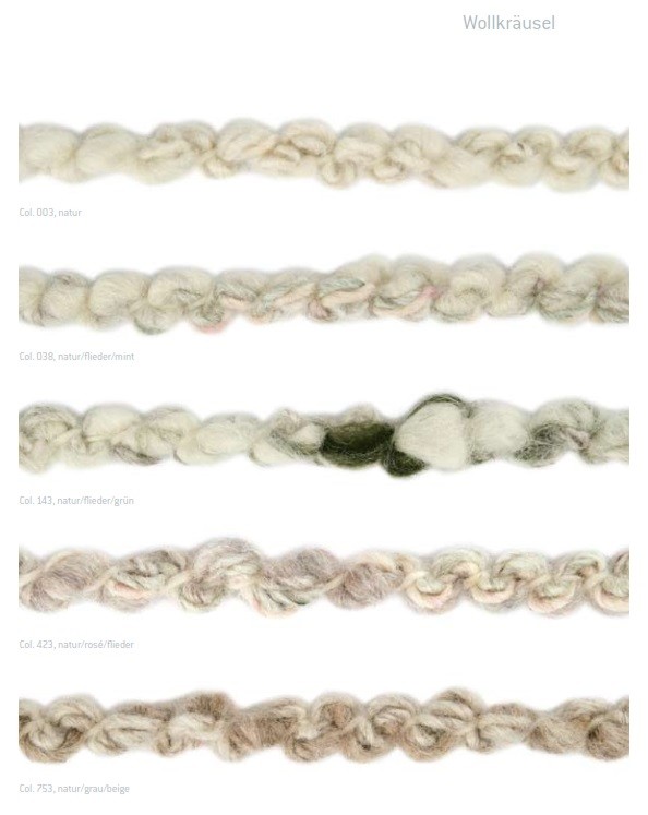Wolkoord Wollkrausel zeer origineel 003 Natur 15 mm 8 meter