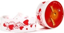 Poly Ribbon Scheur cadeaulint Wit + Rode Hartjes 50mm 100yard