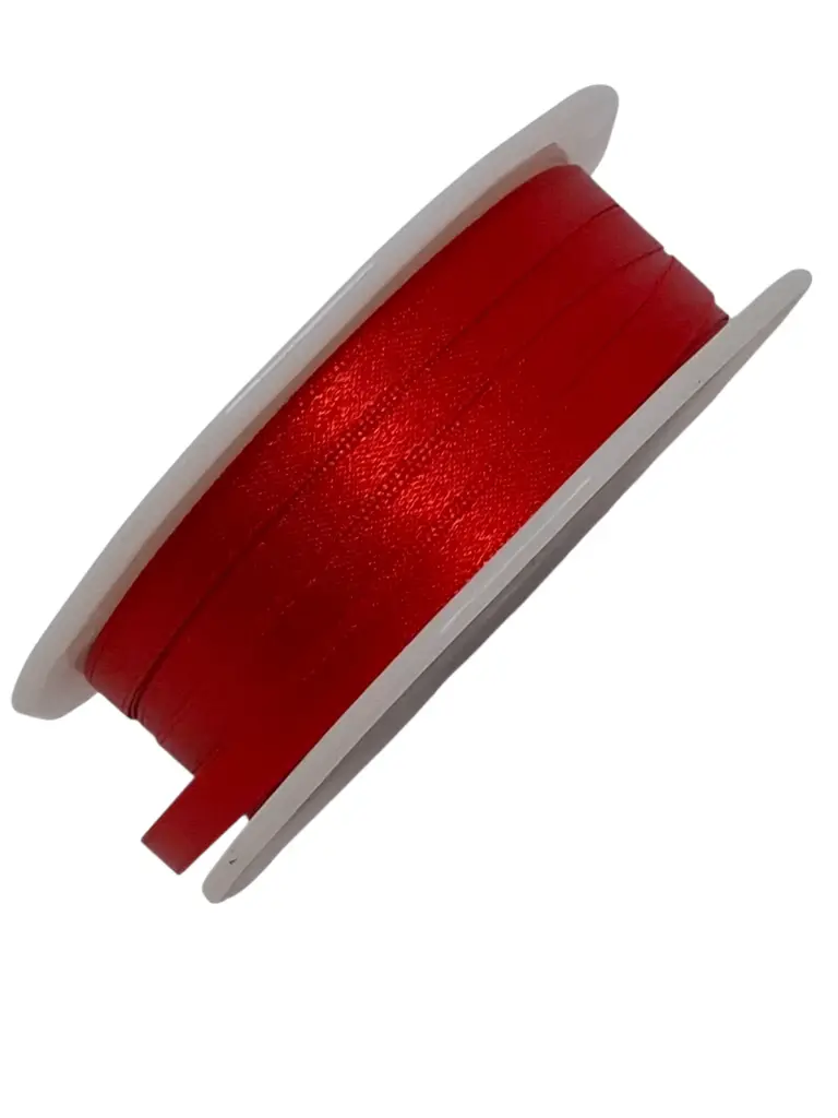 Satijnlint Dubbelsatijn Antennelint 306 Rood 6 mm rol 50 meter