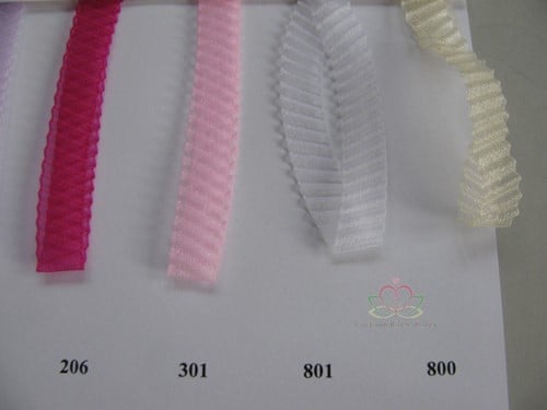 Lint Organza geplooid 800 Pearl Champagne 10 mm rol 15 meter